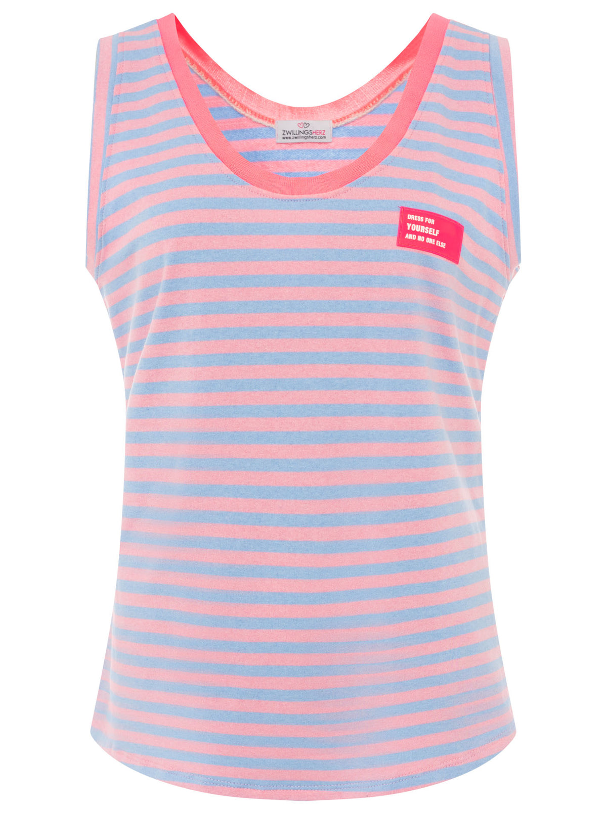 Zwillingsherz - Oversize Sweat Tank Top "Neon Stripes" - Hellblau