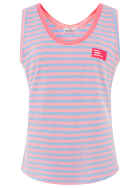 Zwillingsherz - Oversize Sweat Tank Top "Neon Stripes" - Hellblau