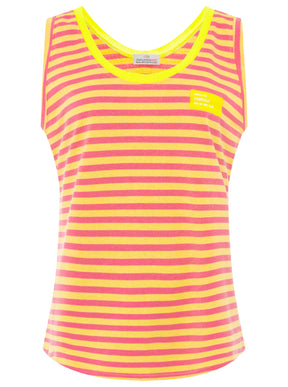 Zwillingsherz - Oversize Sweat Tank Top "Neon Stripes" - Gelb