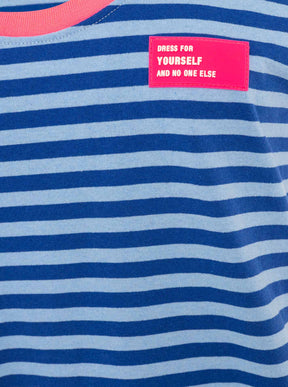 Zwillingsherz - Oversize Sweat Tank Top "Neon Stripes" - Royalblau