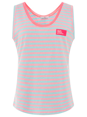 Zwillingsherz - Oversize Sweat Tank Top "Neon Stripes" - Türkis