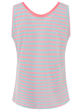 Zwillingsherz - Oversize Sweat Tank Top "Neon Stripes" - Türkis