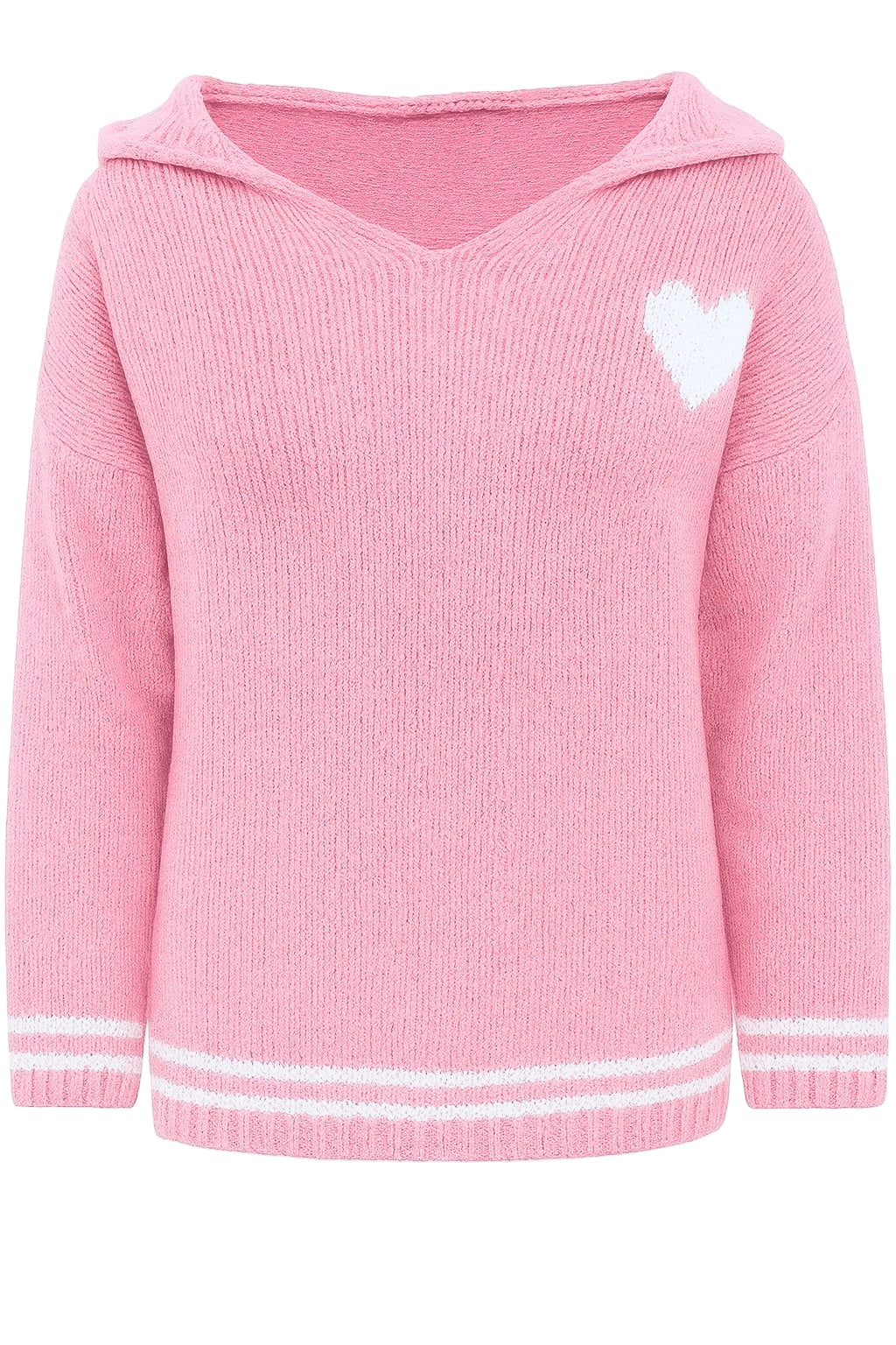 Oversize Strick Hoodie „Herz“ - Made in Italy - Rosa