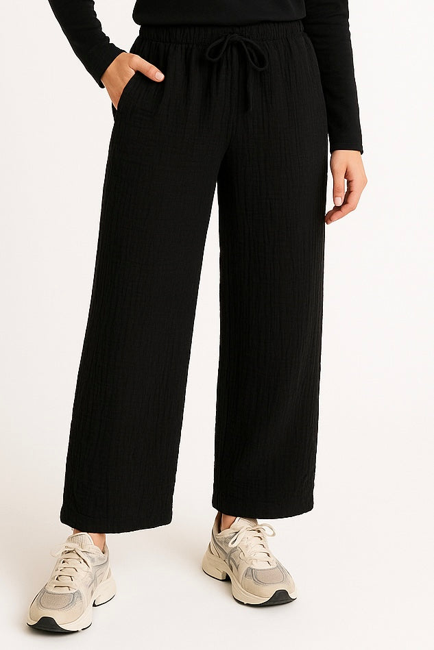 Musselin Hose - Schwarz