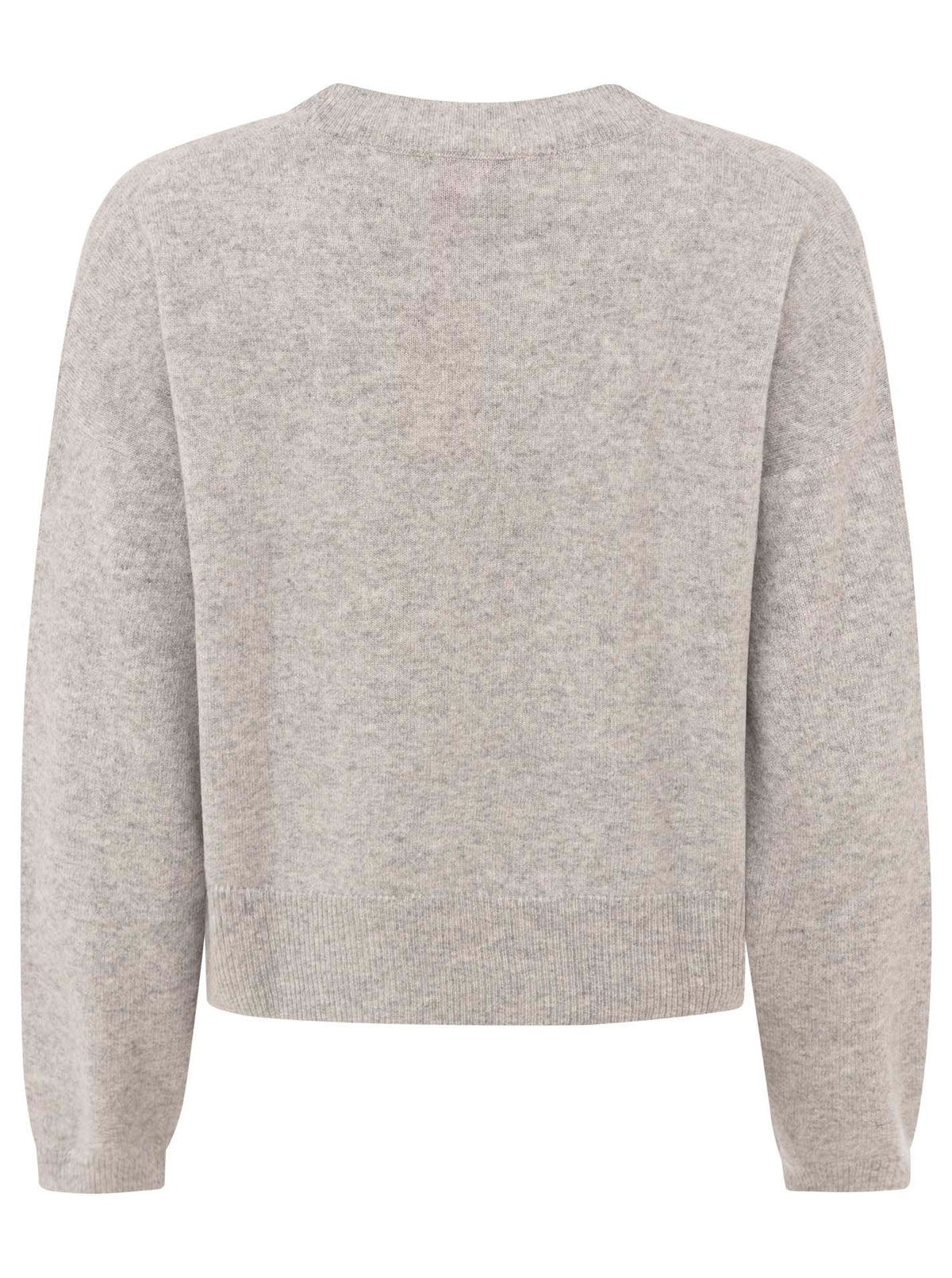 100% Kaschmir Rundhalspullover "Kastig" - Hellgrau
