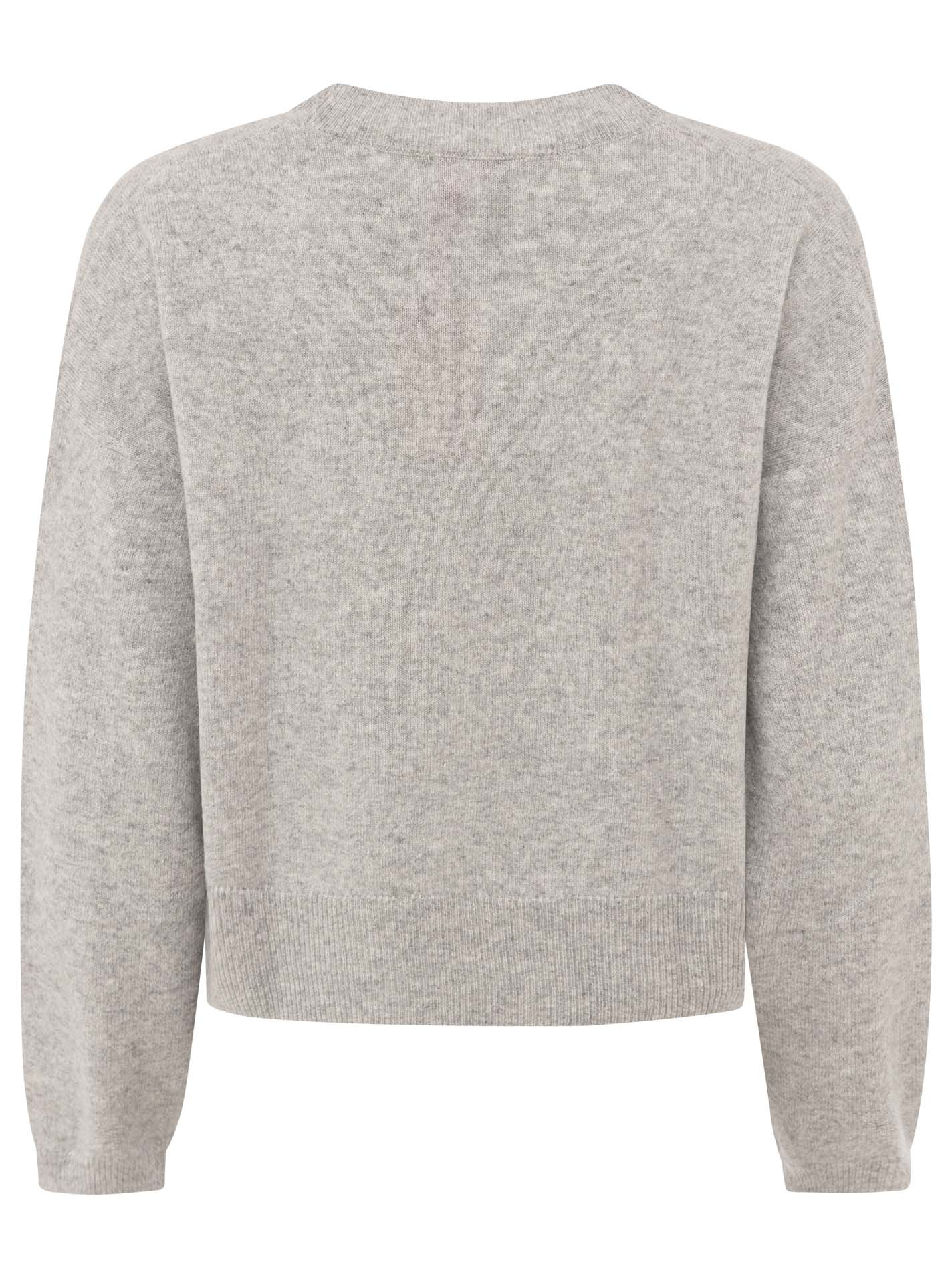 100% Kaschmir Rundhalspullover "Kastig" - Hellgrau