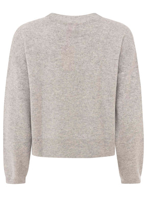 100% Kaschmir Rundhalspullover "Kastig" - Hellgrau