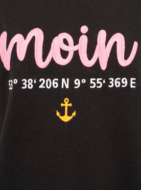 Zwillingsherz -  Sweatshirt 3/4 "Moin Anker" - Schwarz