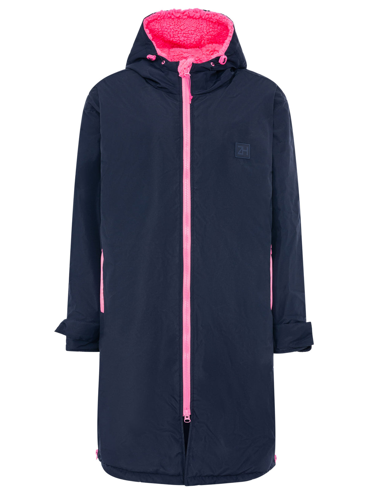 Zwillingsherz Damen Windjacke – Dunkelblau mit pinkem Futter