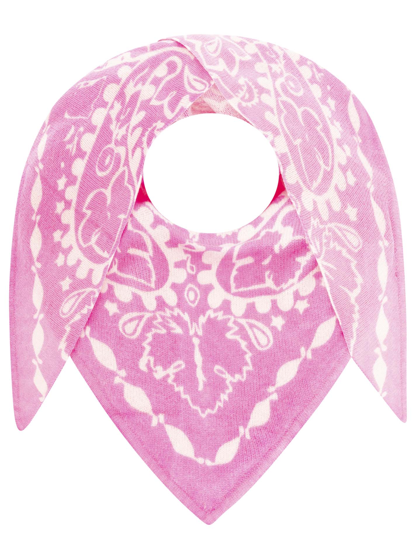 Zwillingsherz Schal - 100% Kaschmir /Cashmere Dreieckstuch "Paisley" Beige/Pink