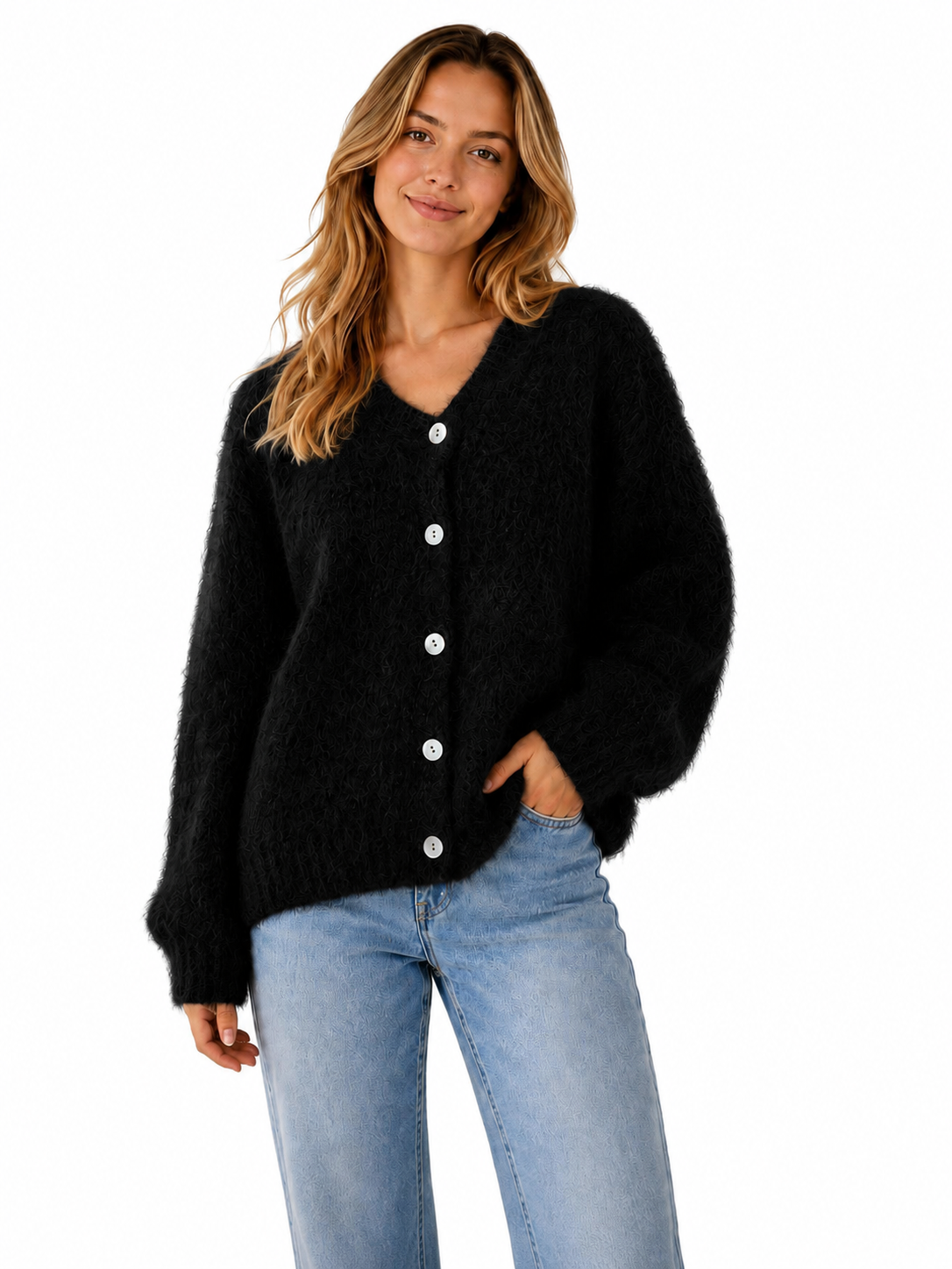 Flair - Cardigan mit feinem Kid Mohair - Schwarz