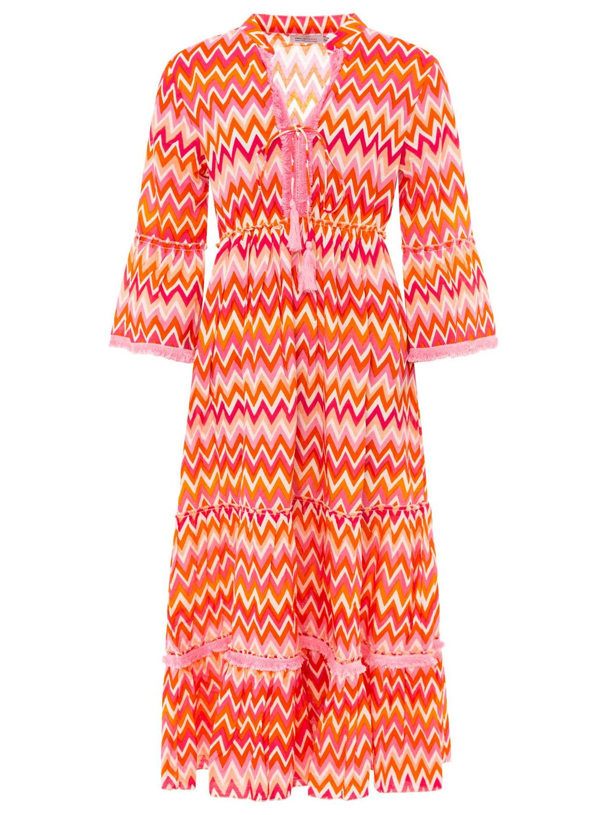 Zwillingsherz - Maxikleid "Zick Zack"- Orange