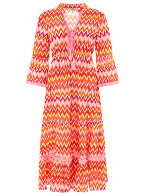 Zwillingsherz - Maxikleid "Zick Zack"- Orange