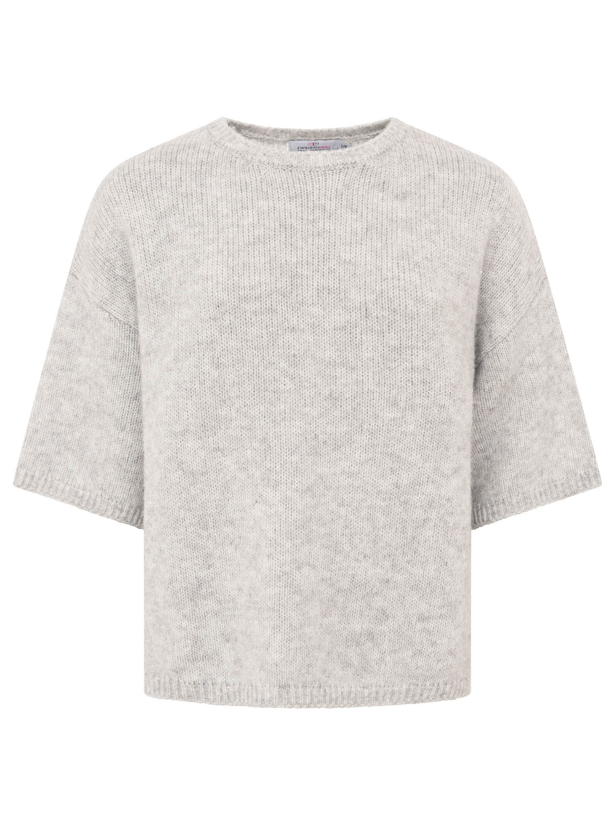 Zwillingsherz - Kurzarm Pullover Boxy - Hellgrau