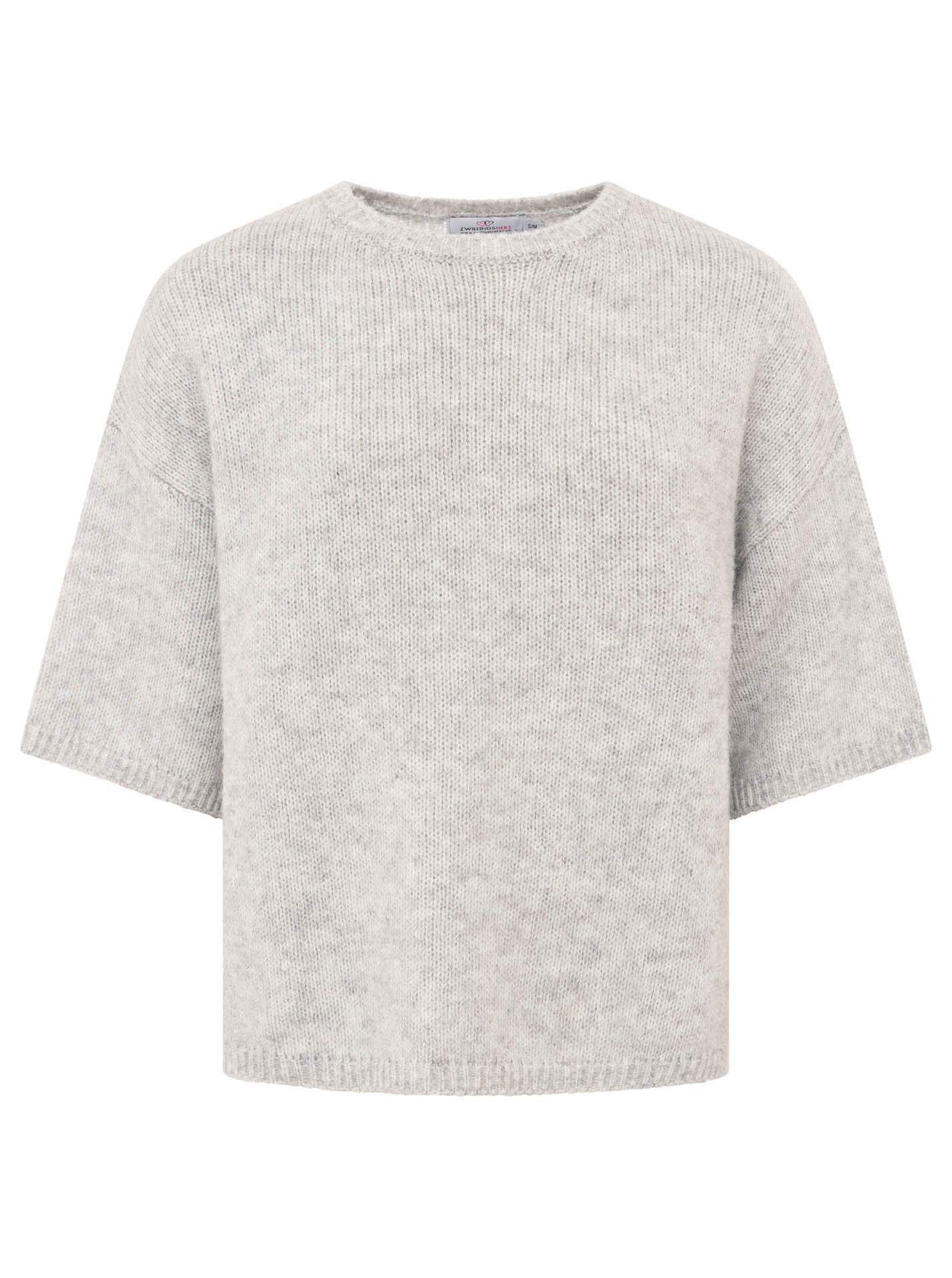 Zwillingsherz - Kurzarm Pullover Boxy - Hellgrau