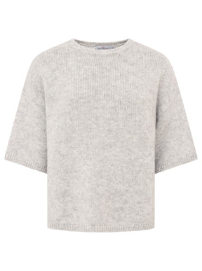 Zwillingsherz - Kurzarm Pullover Boxy - Hellgrau