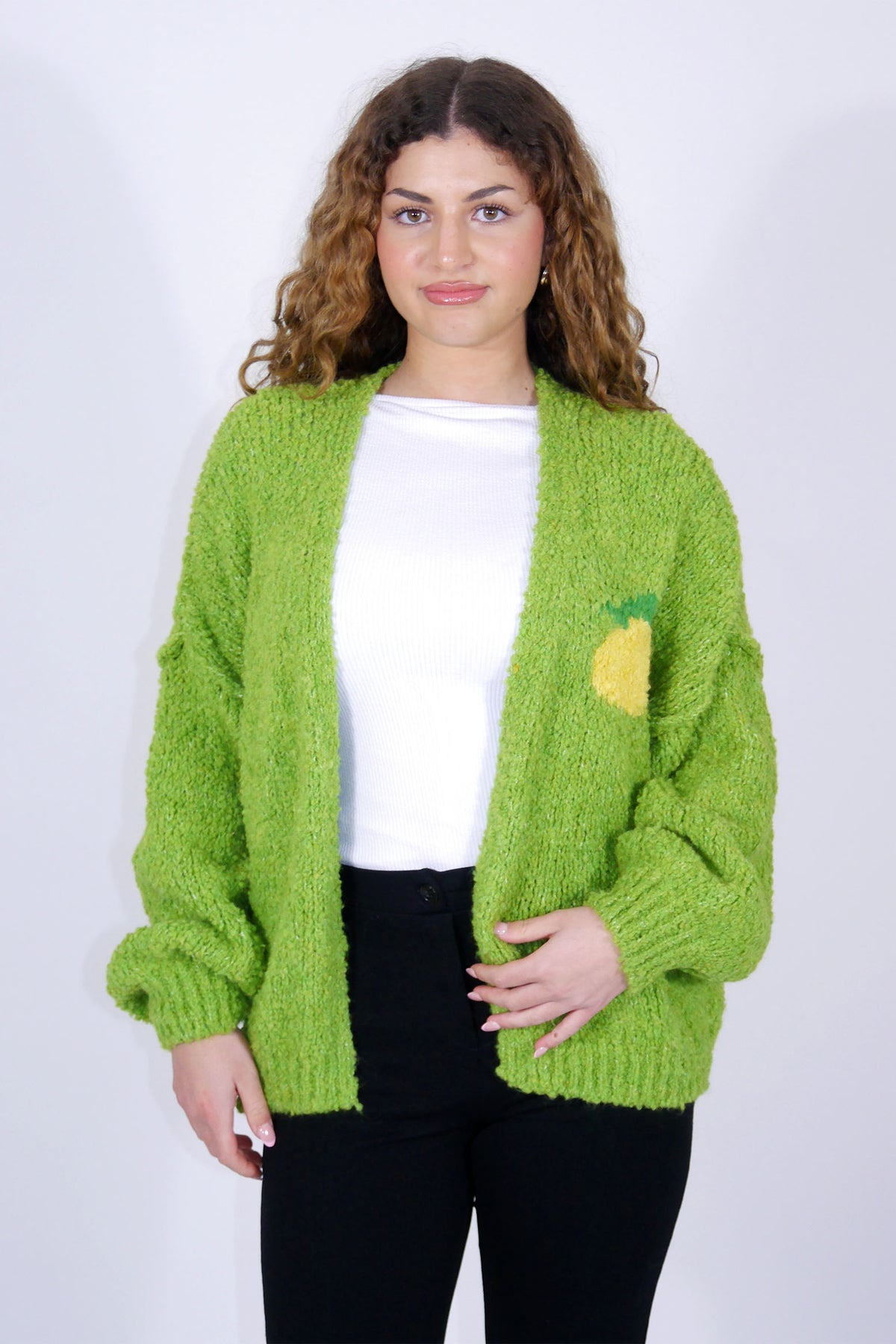 Flair Cardigan "Limoncello" - Made in Italy - Giftgrün