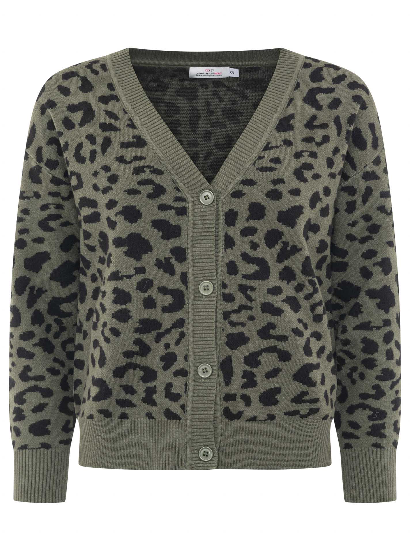 Zwillingsherz - Cardigan Leo/Leopard - Khaki