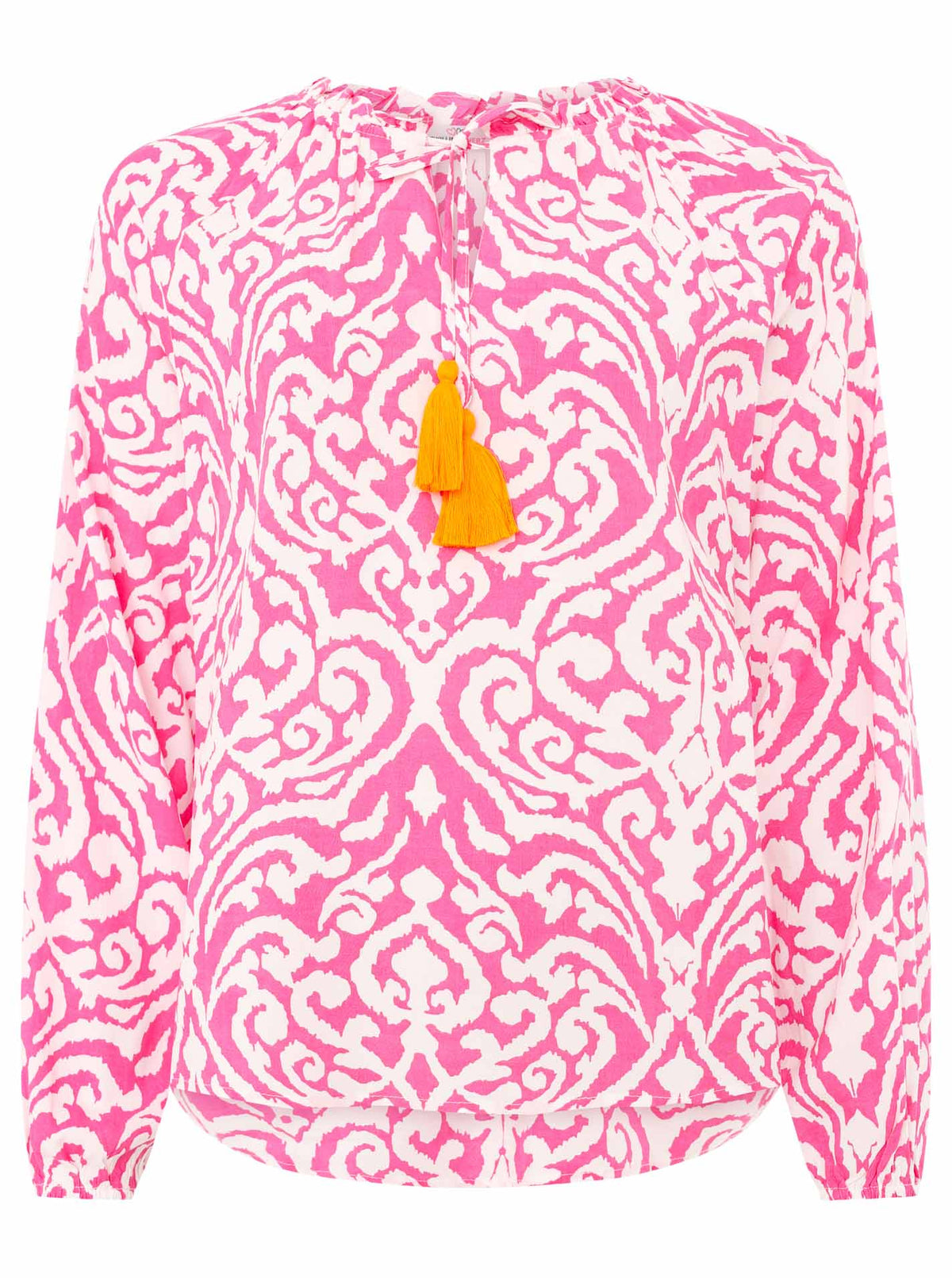 Zwillingsherz - Langarmbluse Ornamente- Pink/Orange