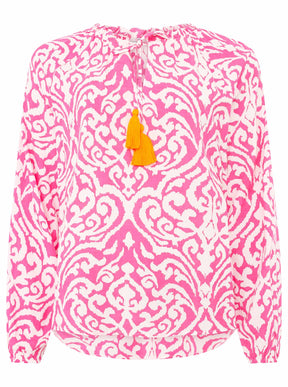 Zwillingsherz - Langarmbluse Ornamente- Pink/Orange