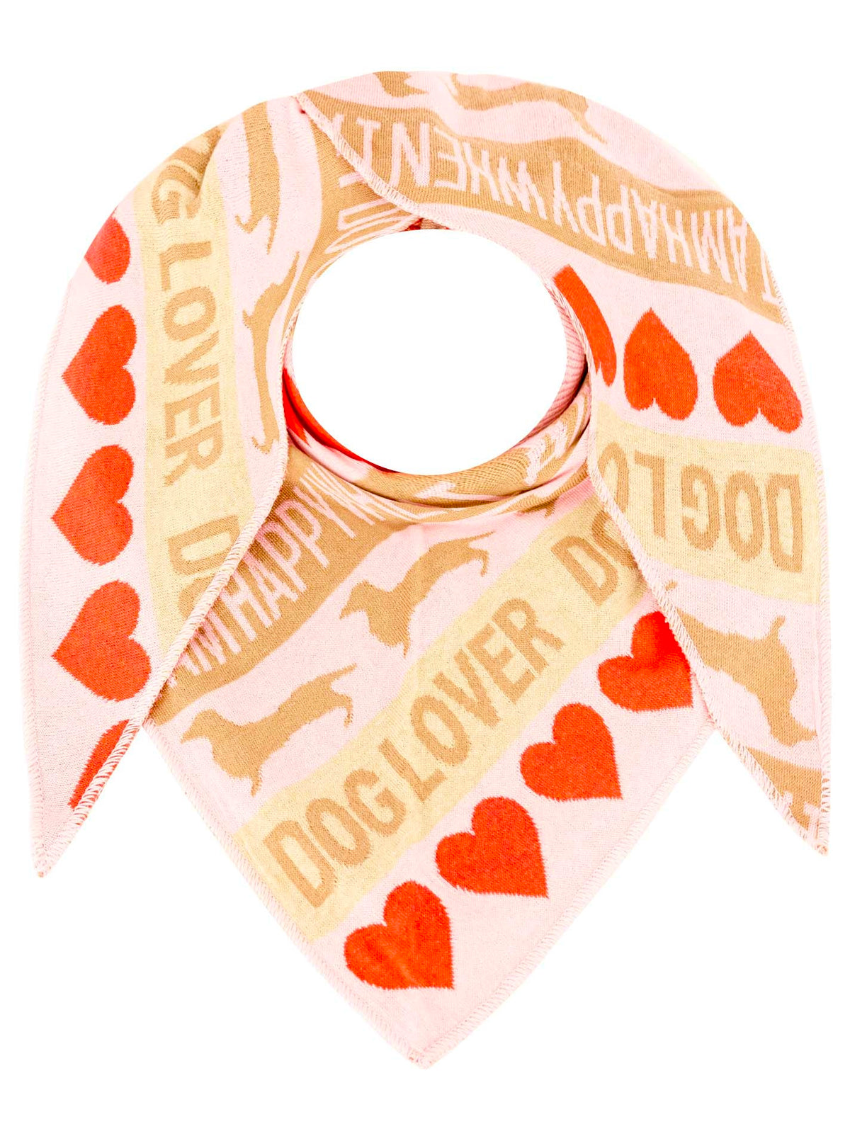 Zwillingsherz - Dreieckstuch "Dog Lover" Baumwolle - Rosa/Beige/Rot