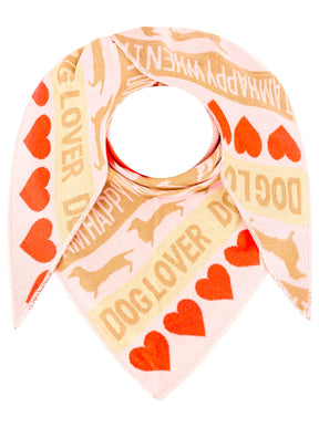 Zwillingsherz - Dreieckstuch "Dog Lover" Baumwolle - Rosa/Beige/Rot
