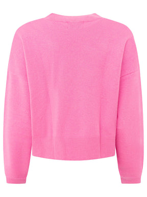 100% Kaschmir Rundhalspullover "Kastig" - Pink