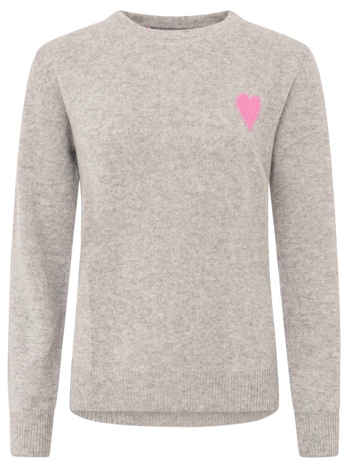 Zwillingsherz 100% Kaschmir / Cashmere Pullover Herzchen - Hellgrau