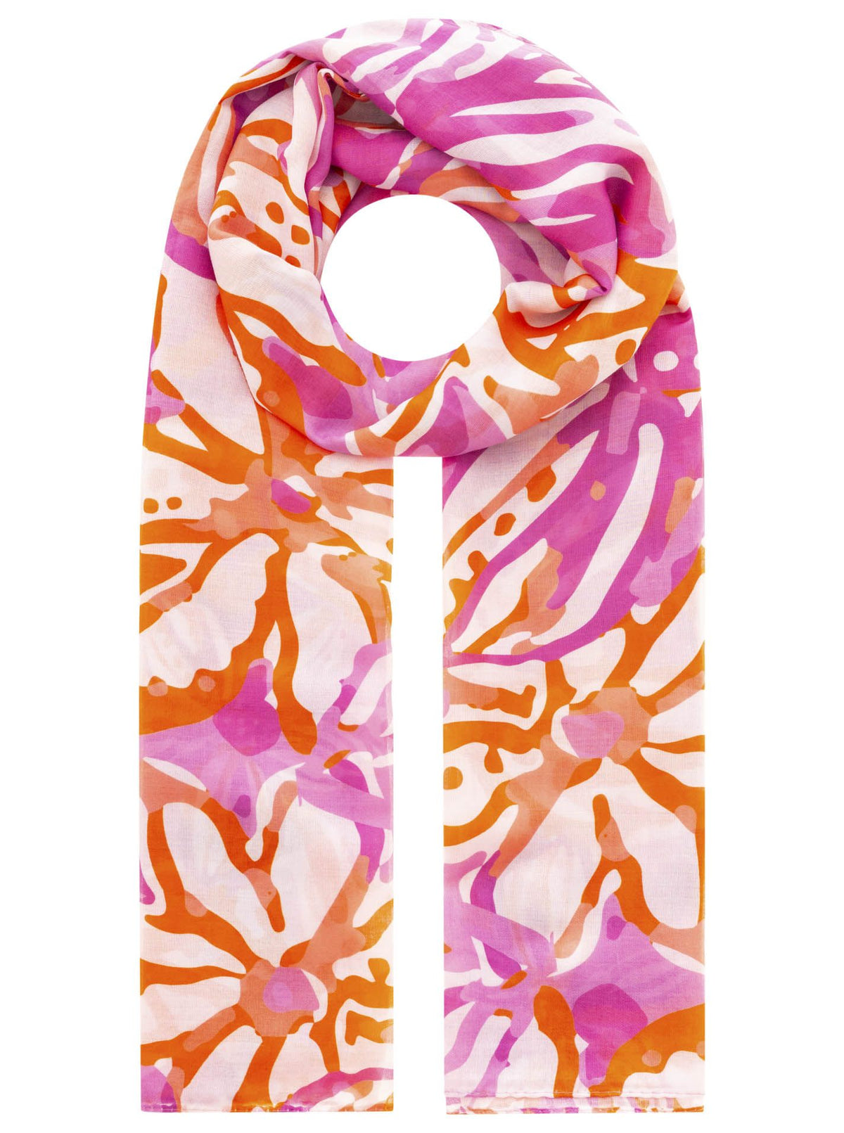 Zwillingsherz - Schal "Flower Paradise" - Orange/Pink