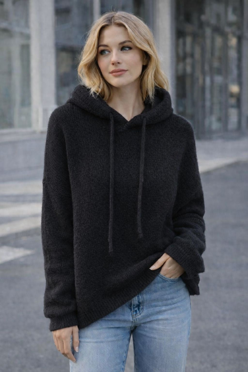 Flair - Weicher Hoodie mit Kid Mohair - Schwarz