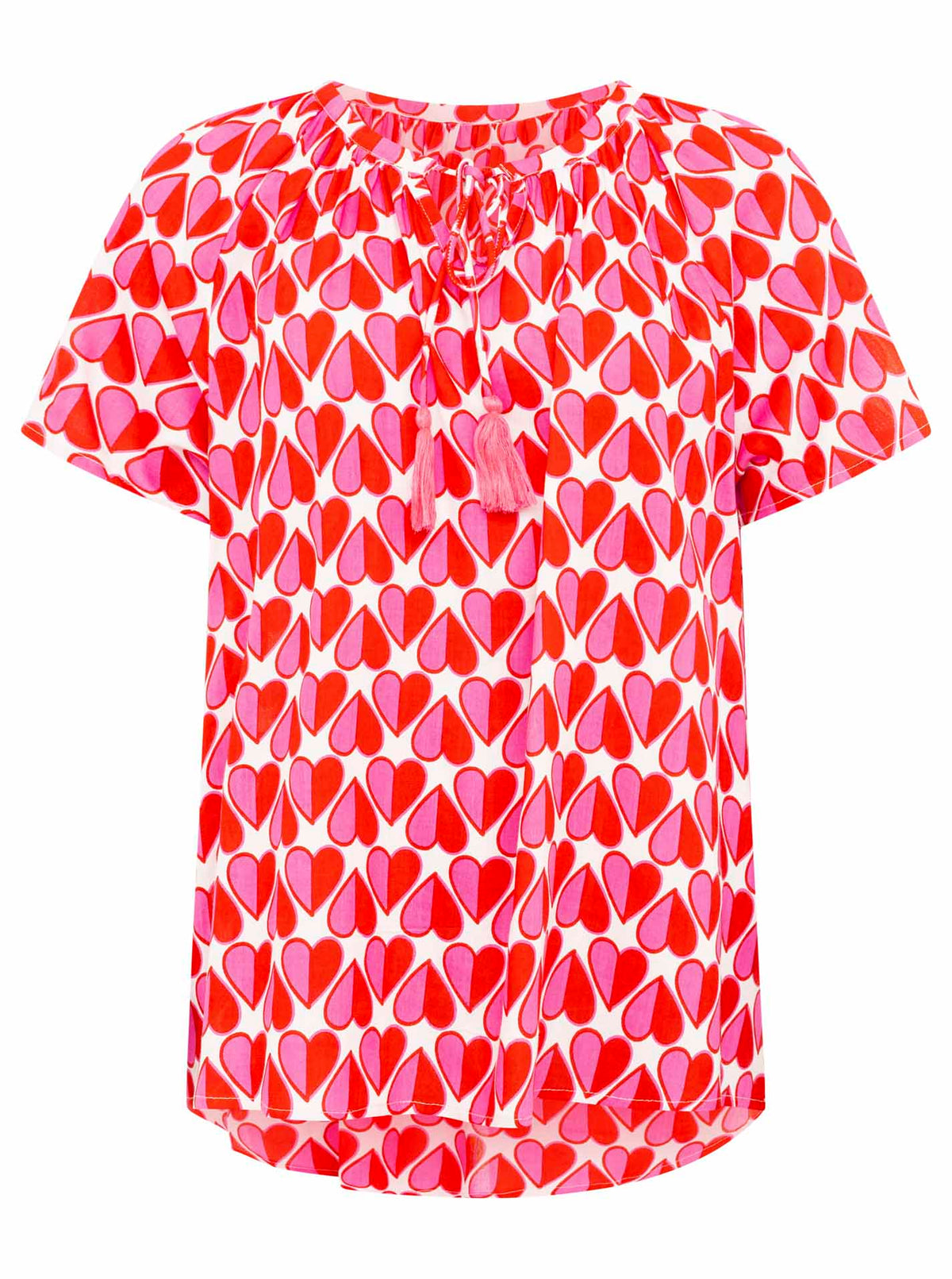 Zwillingsherz - Kurzarm Bluse - Geteilte Herzen - Pink
