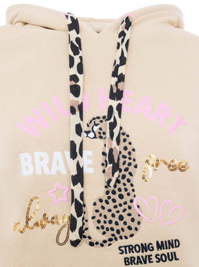 Zwillingsherz - Hoodie/Sweatshirt "Leo Wild Heart" - Beige