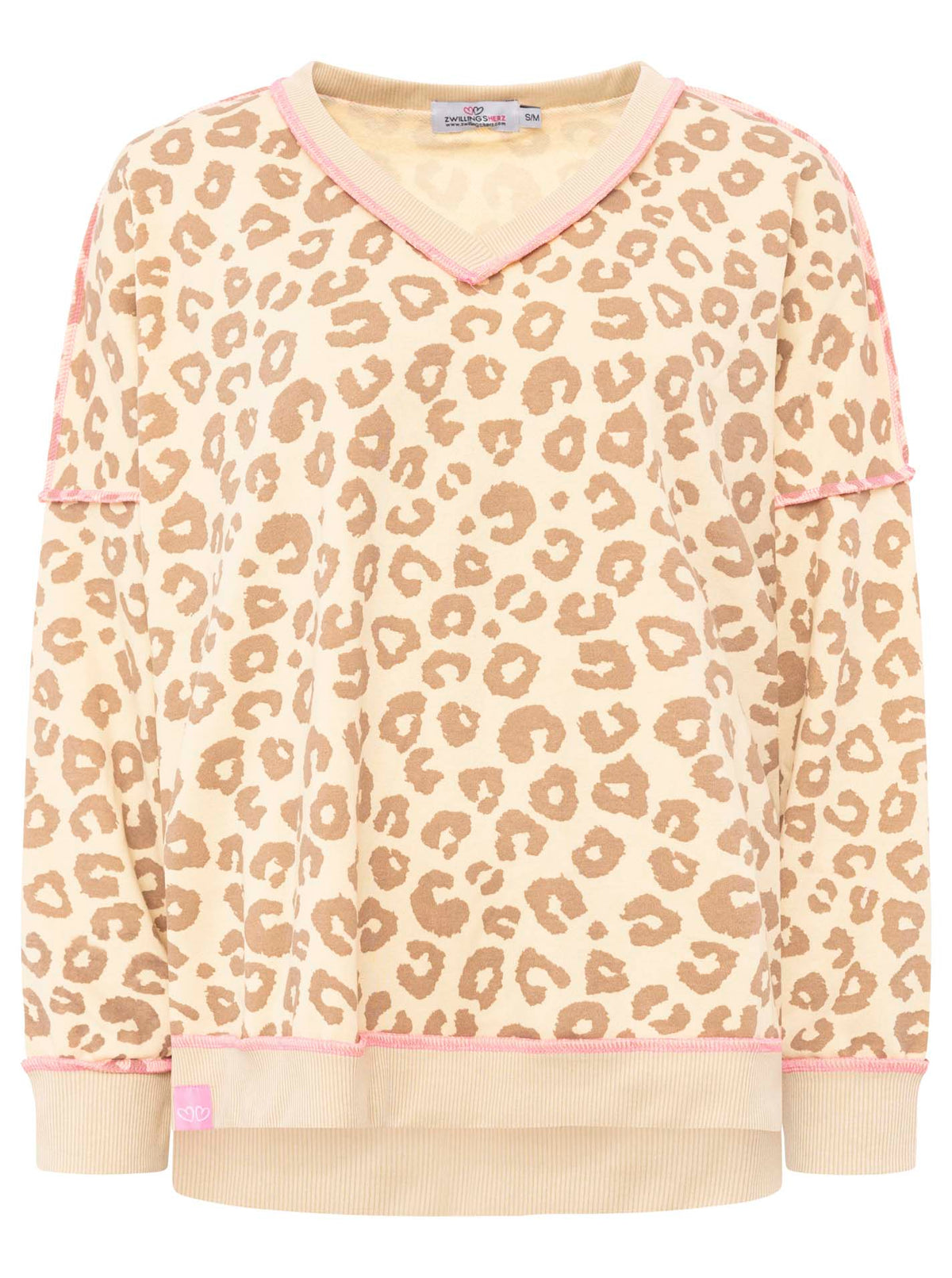 Zwillingsherz - Pullover mit Naht Leo - Beige/Pink