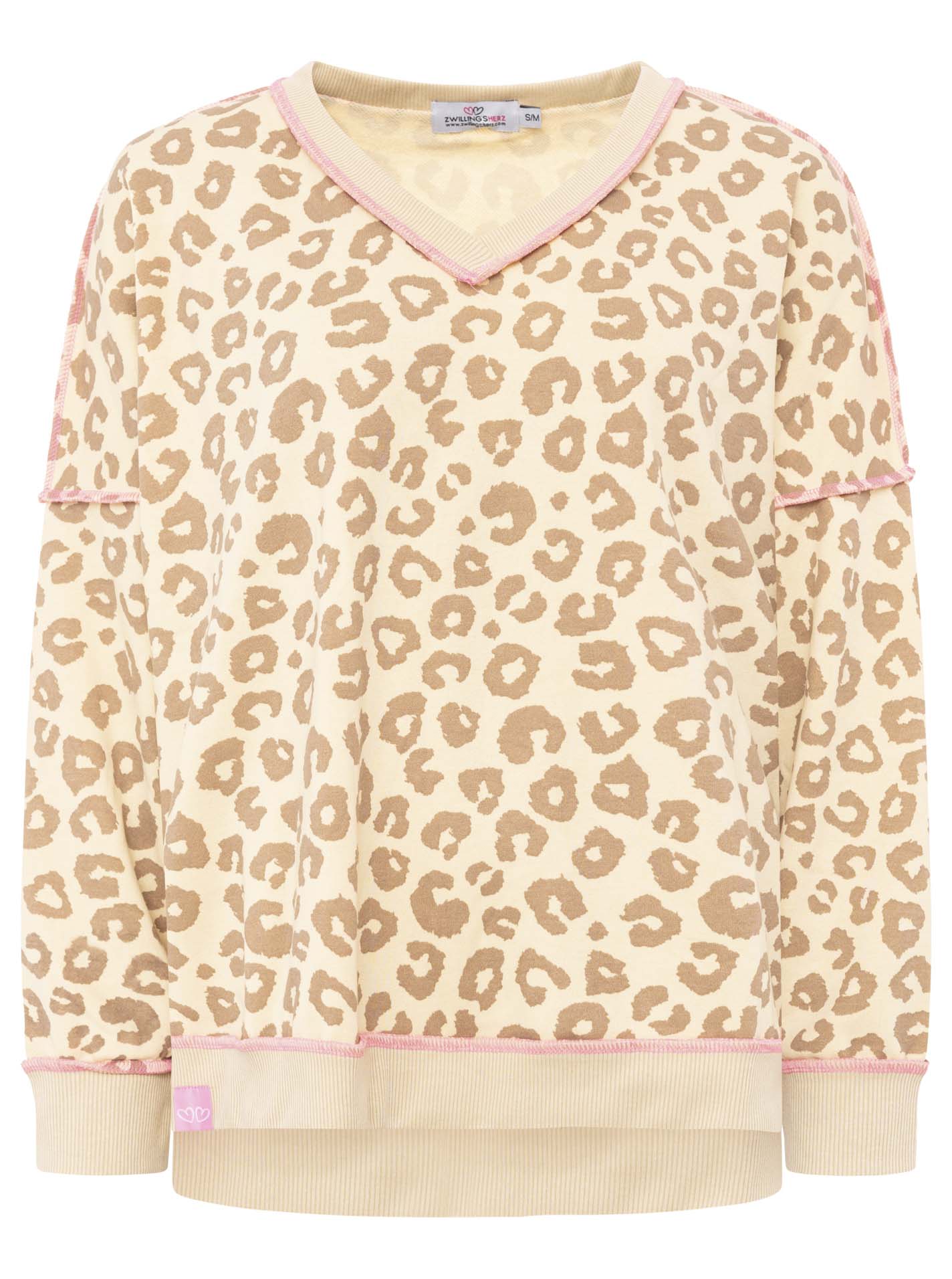 Zwillingsherz - Pullover mit Naht Leo - Beige/Pink