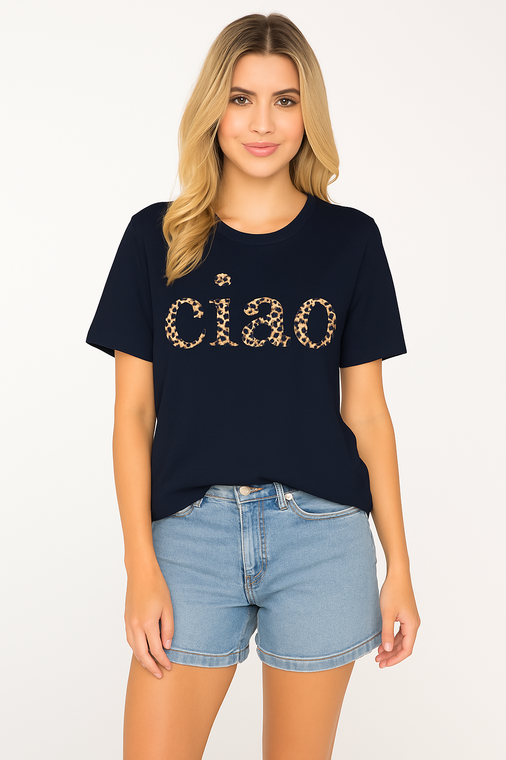 DressWithClass - T-Shirt Ciao Leo - Navy