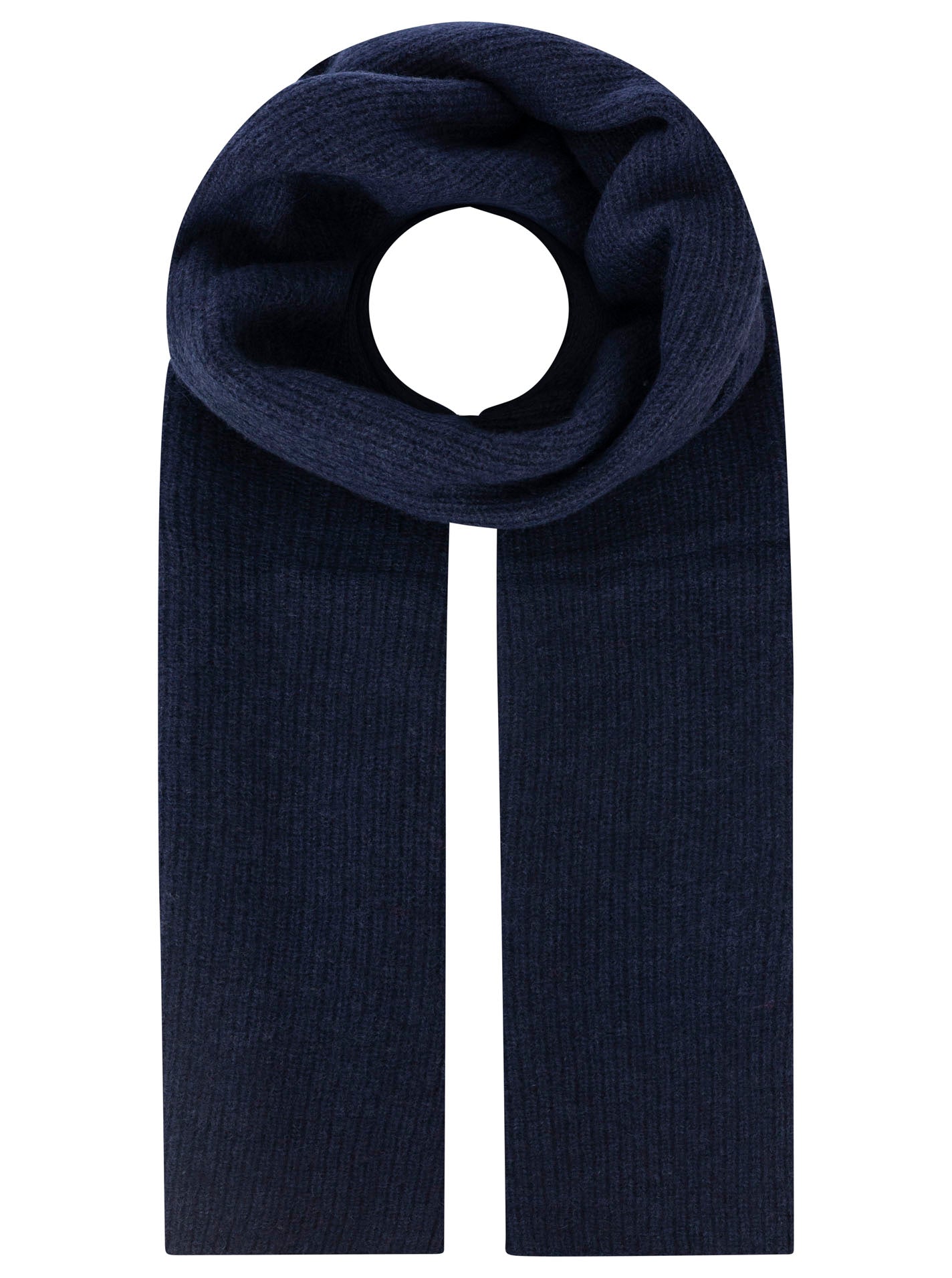 Zwillingsherz 100% Kaschmir Gerippter Schal "Cozy" - Marine