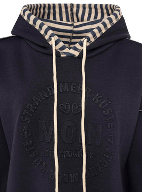 Zwillingsherz Doubleface Hoodie "Moin & Streifen" - Dunkelblau