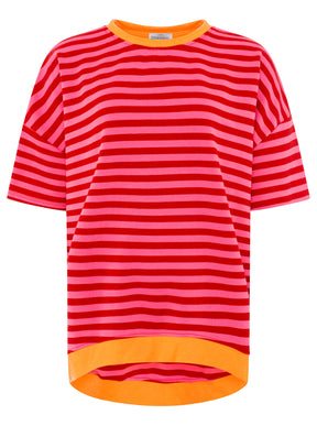 Zwillingsherz - Oversize Shirt "Neon Streifen" - Beere