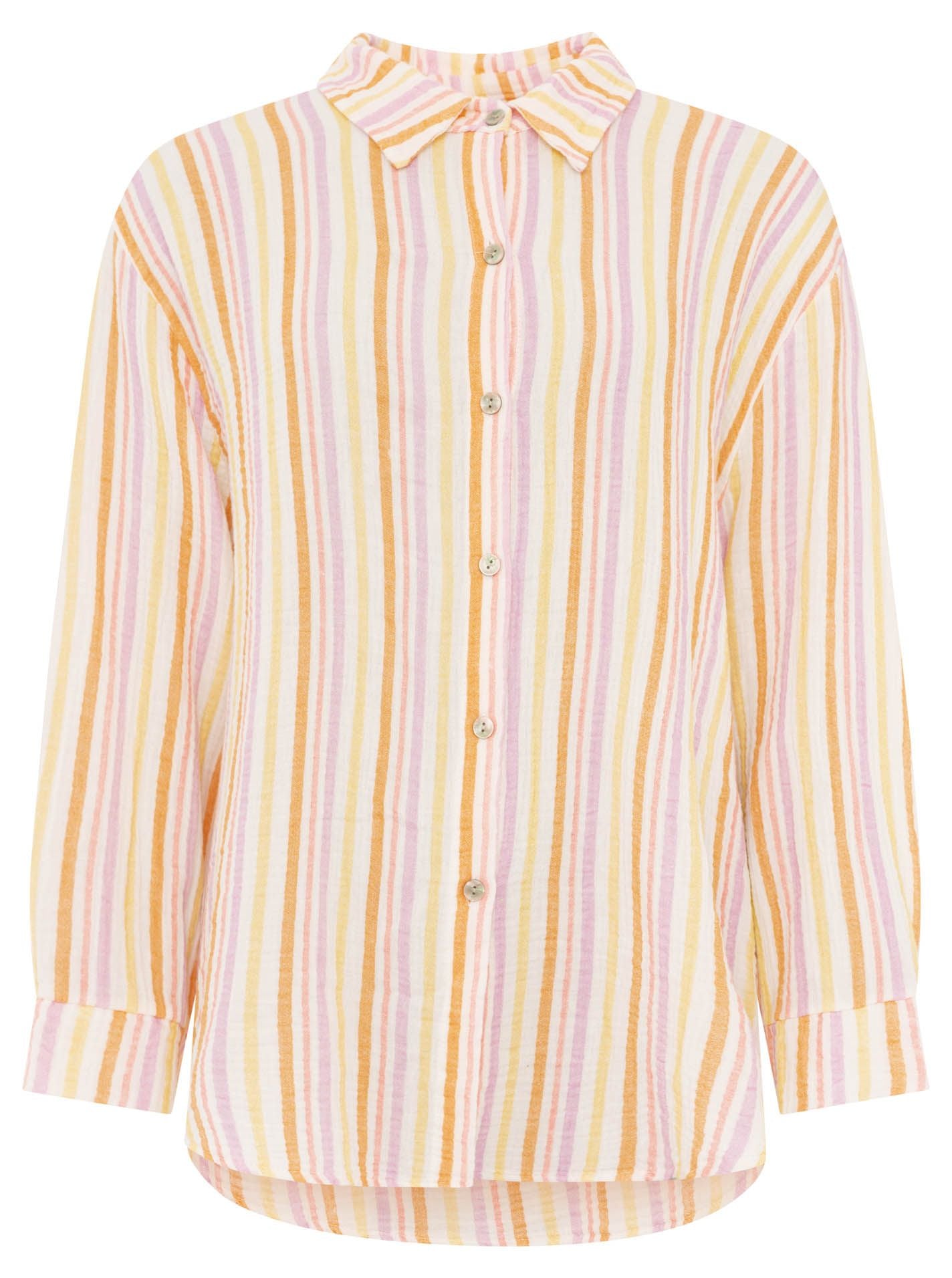 Zwillingsherz Musselin Bluse Neonstreifen - Orange