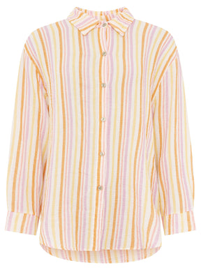Zwillingsherz Musselin Bluse Neonstreifen - Orange