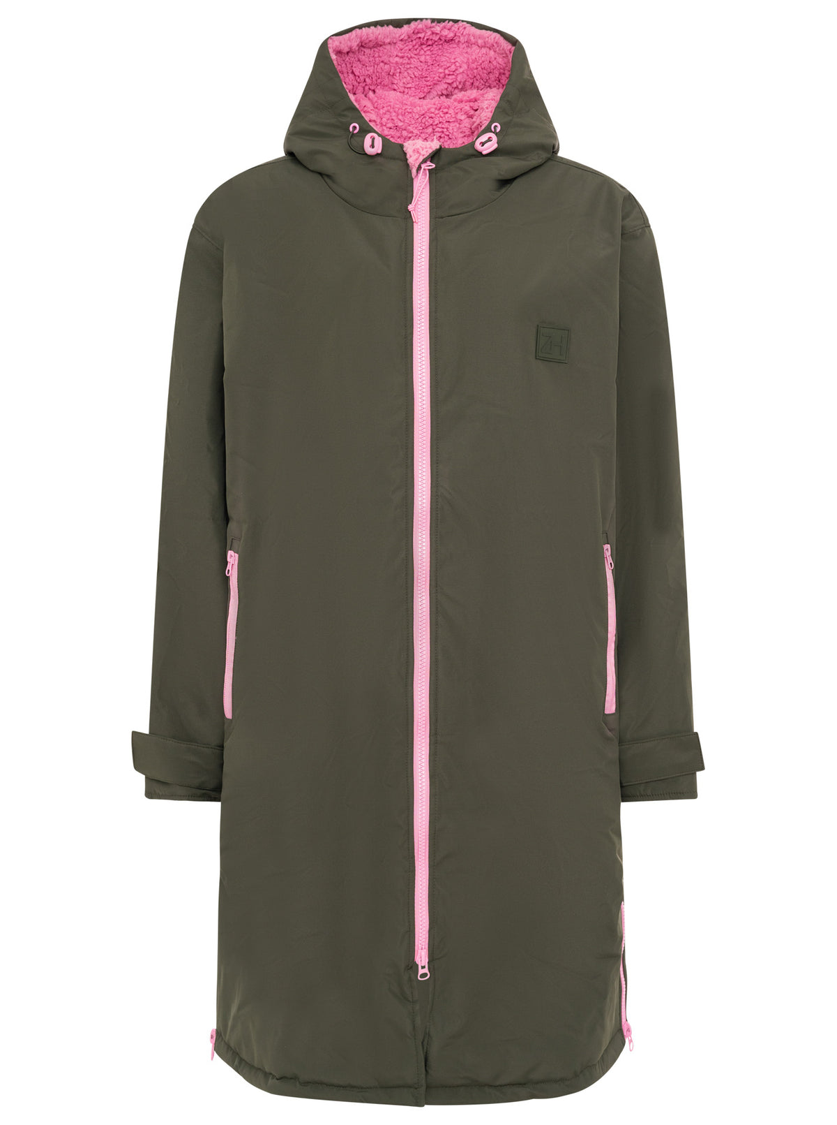 Zwillingsherz - Oversize Kuschel Windjacke - Khaki/Pink