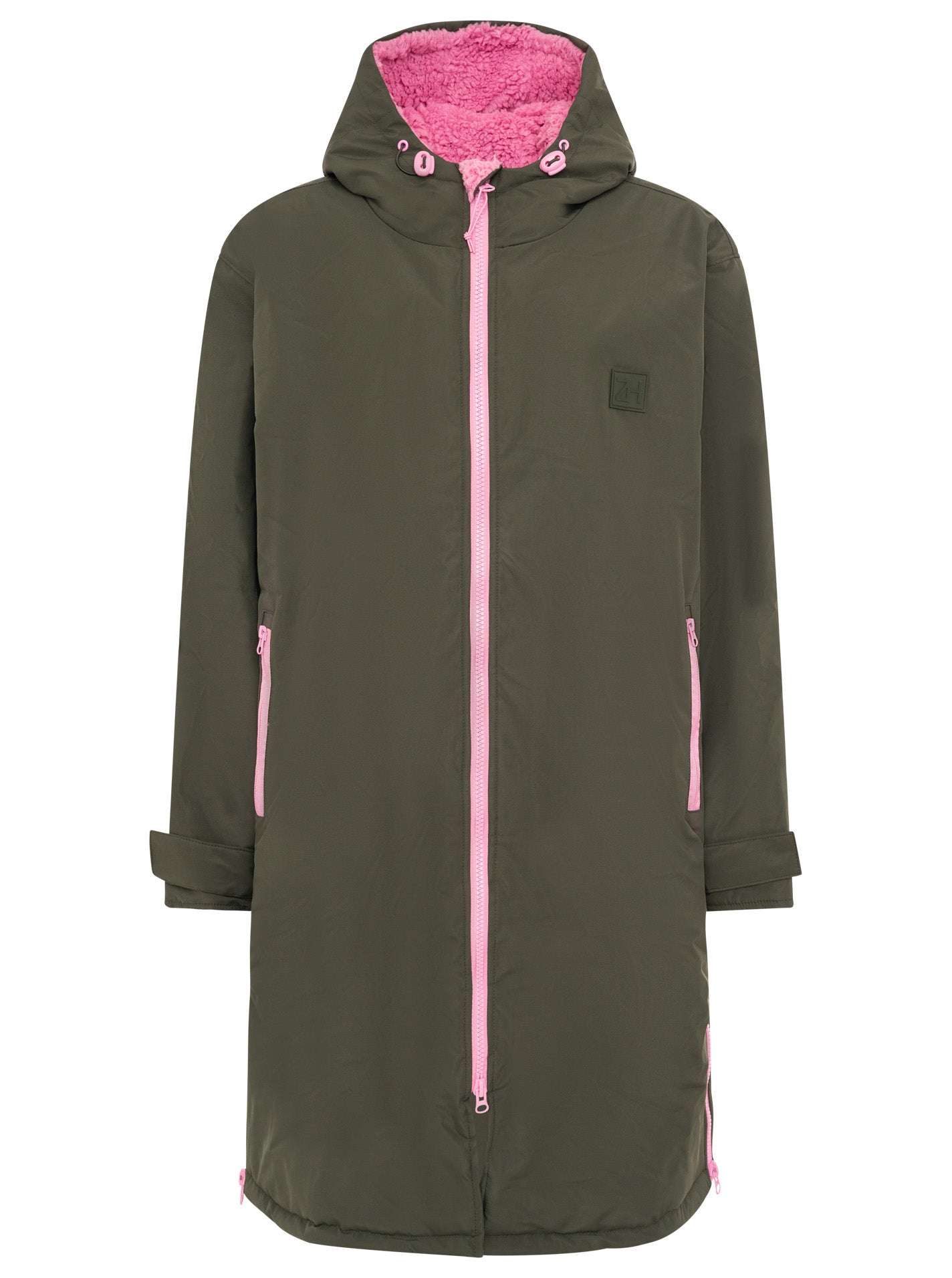 Zwillingsherz - Oversize Teddy Windjacke - Khaki/Pink