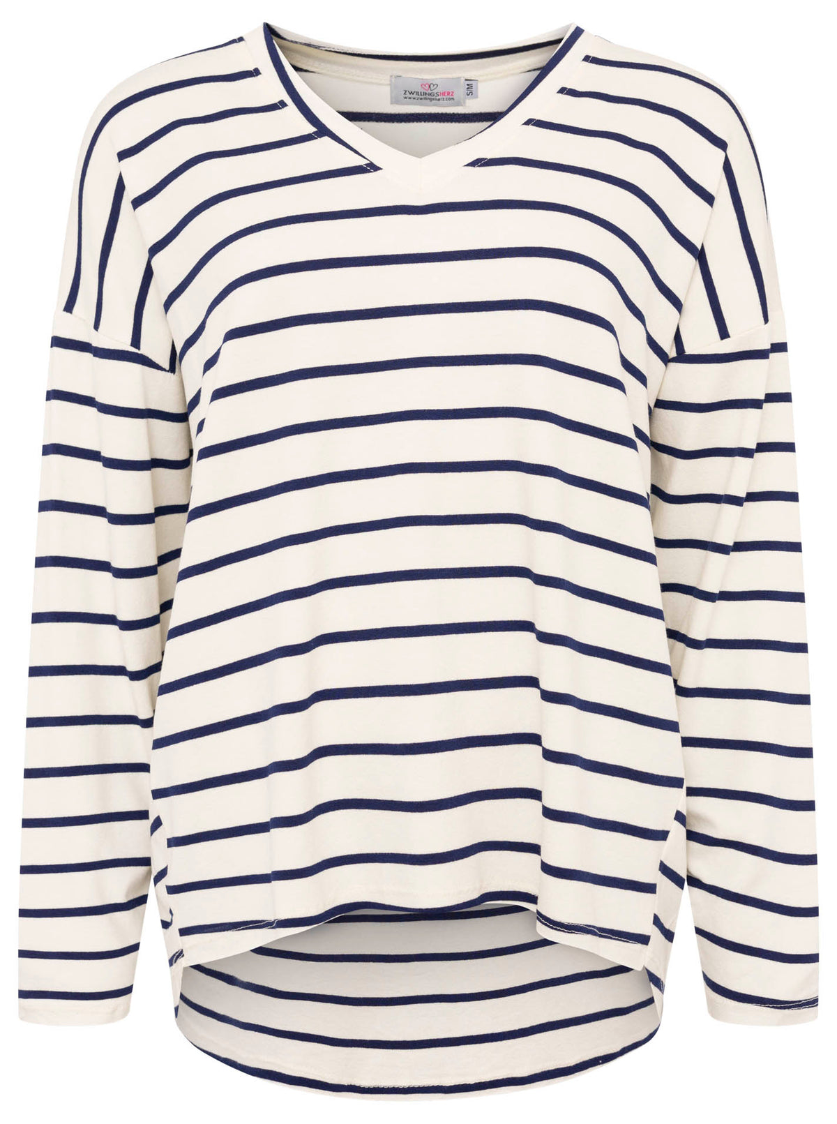Zwillingsherz -  Pullover/Sweatshirt  "Viskose Streifen" - Marine/Weiß