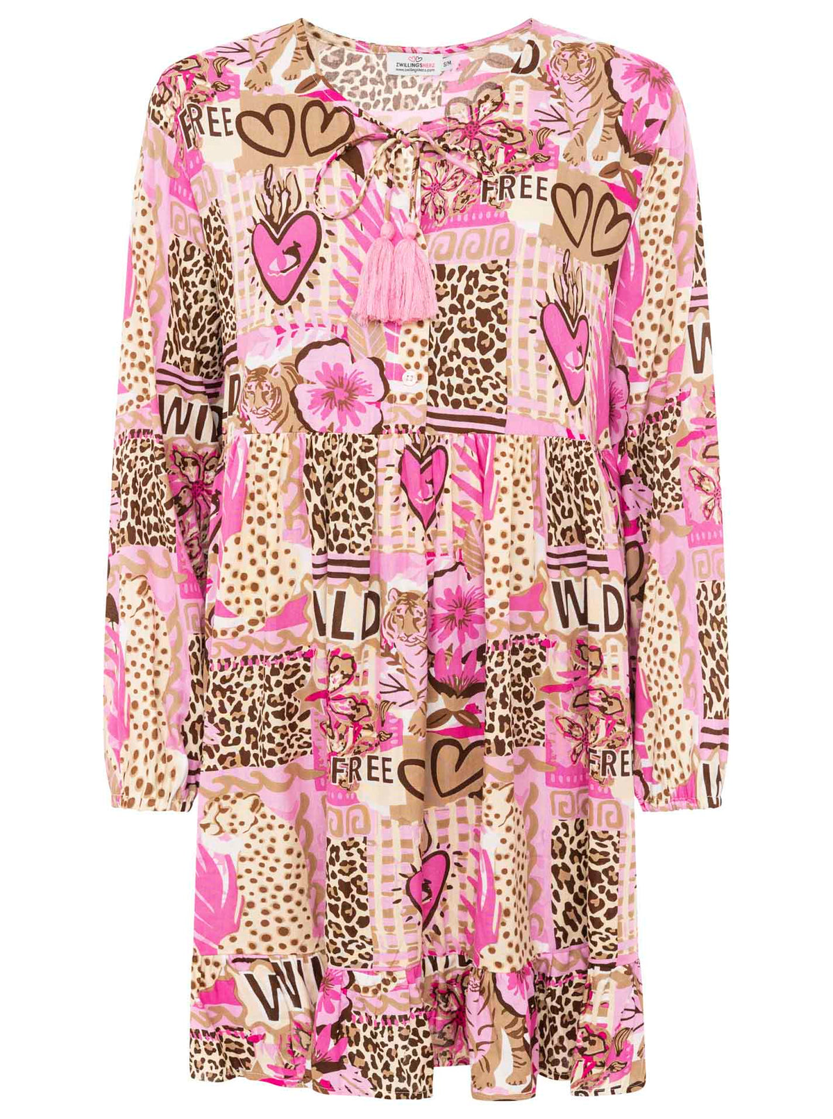 Zwillingsherz - Kleid "Safari Patchwork" - Pink
