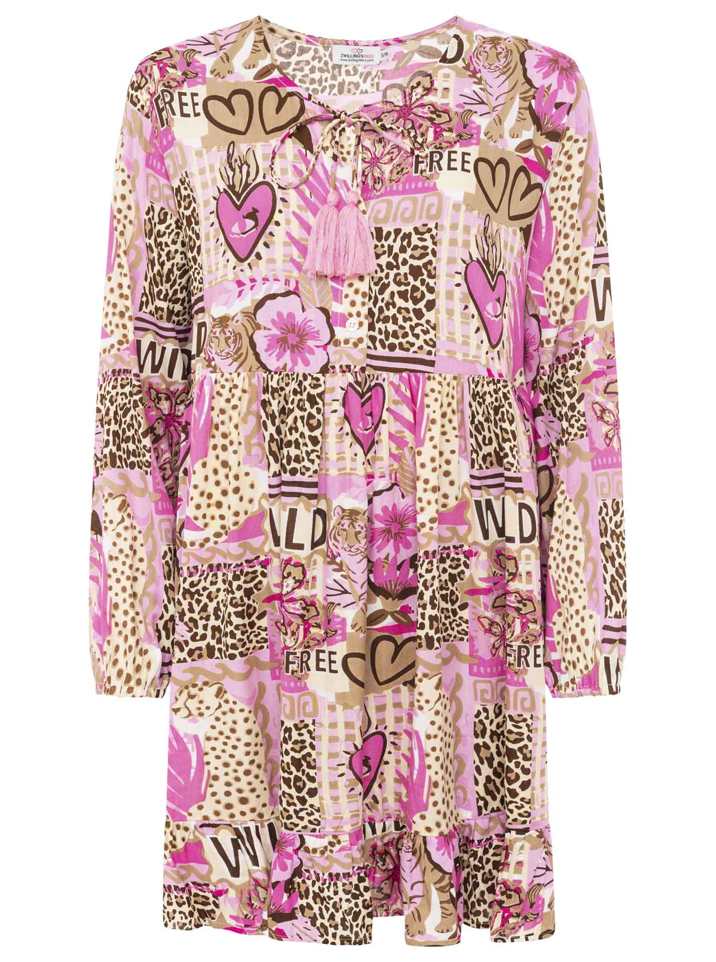 Zwillingsherz - Kleid "Safari Patchwork" - Pink