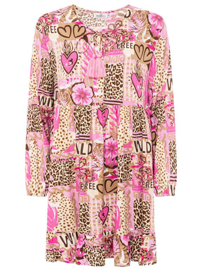 Zwillingsherz - Kleid "Safari Patchwork" - Pink