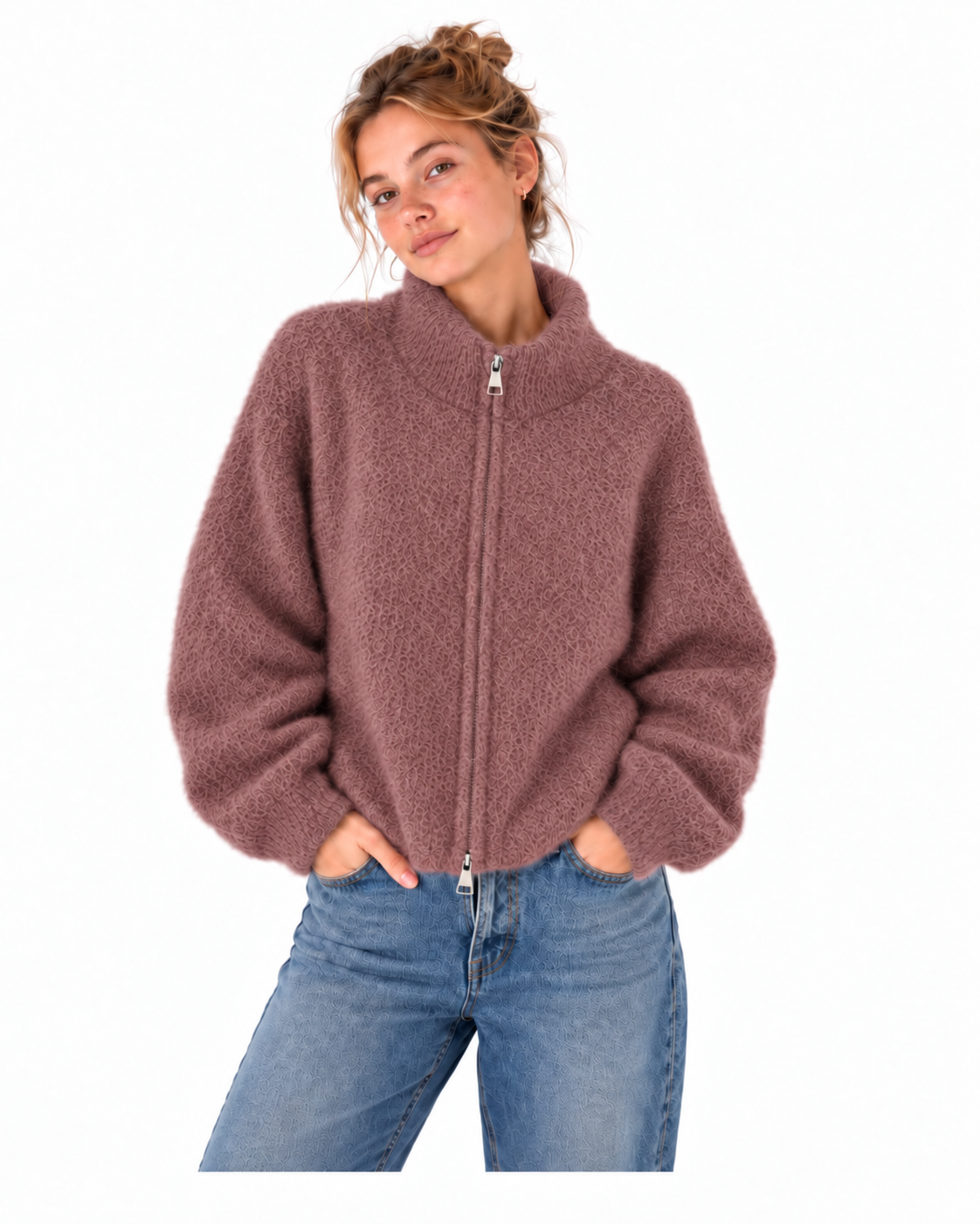 Flair - Kid Mohair Zip Jacke - Altrosa