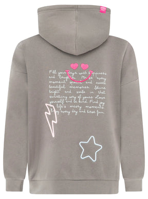 Zwillingsherz - Oversized Hoody "Shine Bright" - Grau