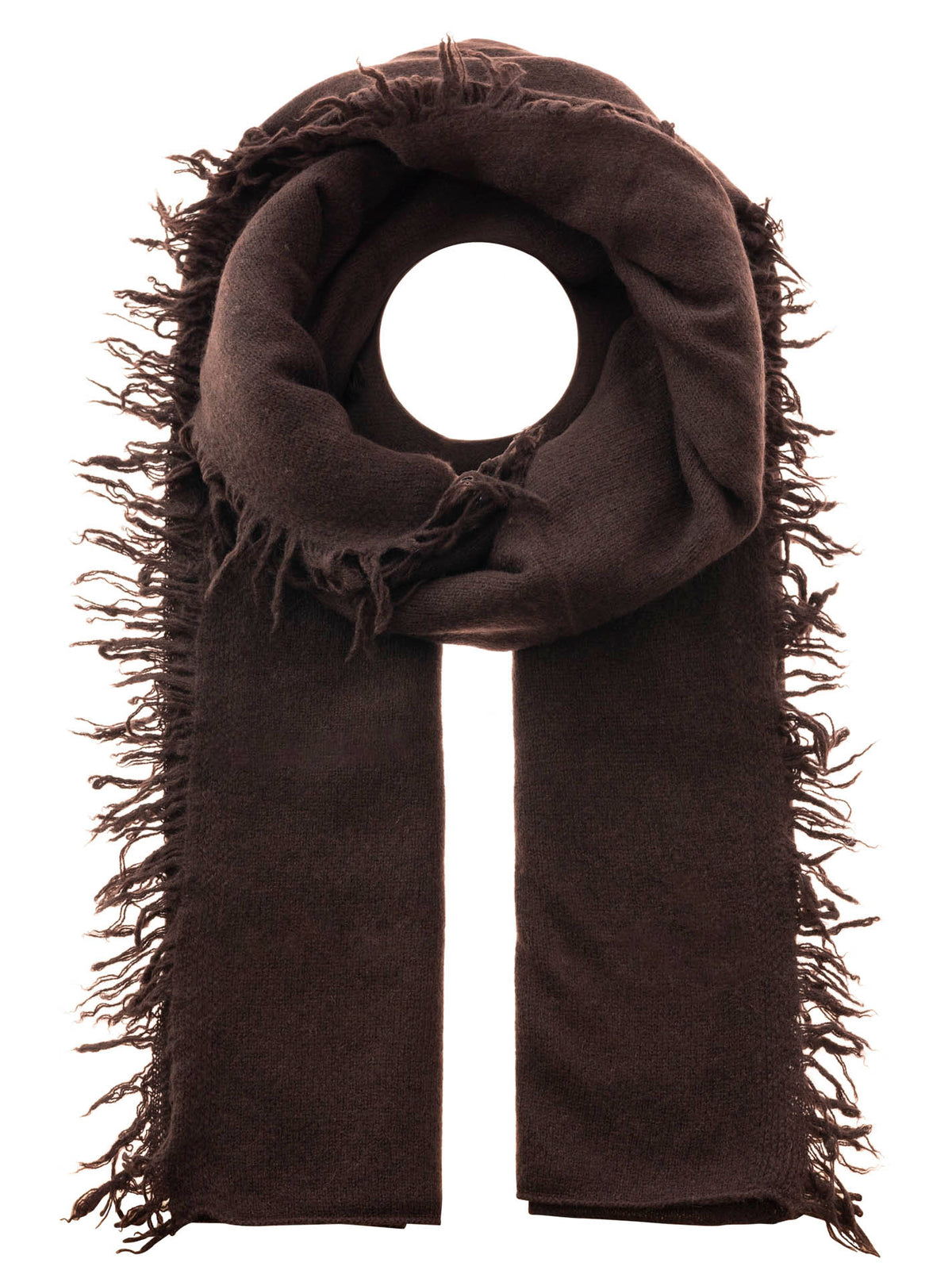 Zwillingsherz 100% Cashmere/Kaschmir Fransenschal - Braun