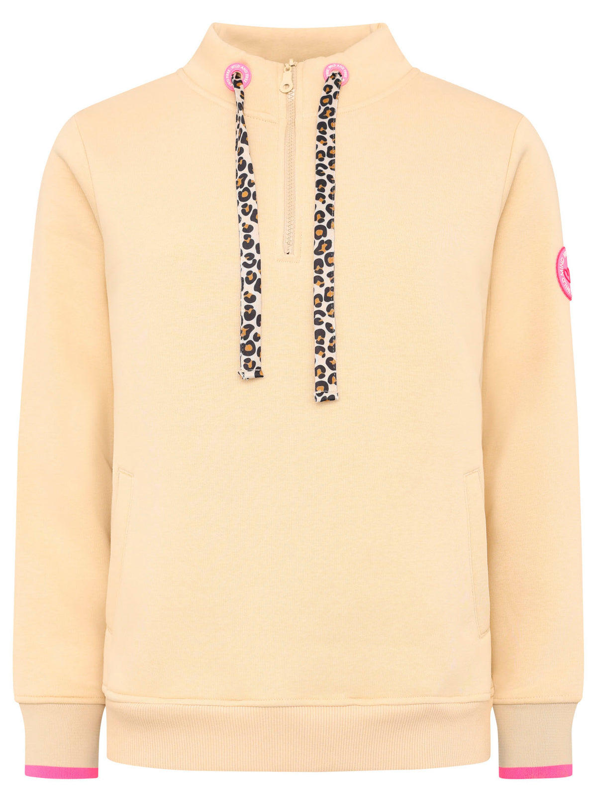 Zwillingsherz - Troyer Sweat Zipper "Leo Wild Vibes" - Beige